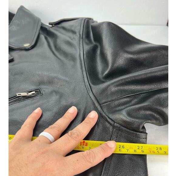 MODAL Men's Genuine Leather Heavy Duty Motorcycle Jacket Quilted Liner Black 50 - Picture 10 of 11